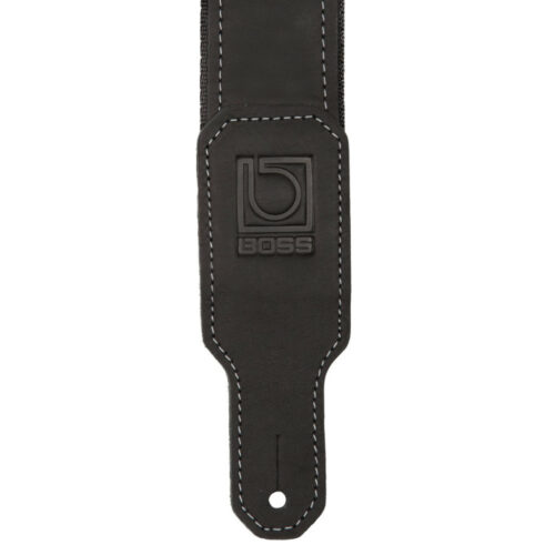 Boss BSH-20 – 2” Hybrid Nylon & Leather Instrument Strap – Black